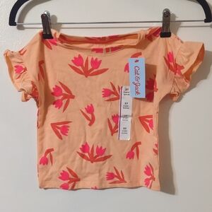 Cat & Jack Peach Floral Short Sleeve Tee